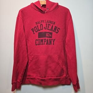 Ralph Lauren Polo Jeans Co. Large Red Hoodie Sweatshirt Pullover